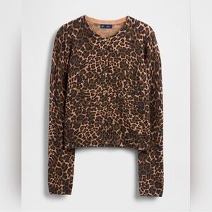 GAP CashSoft Leopard Print Cardigan